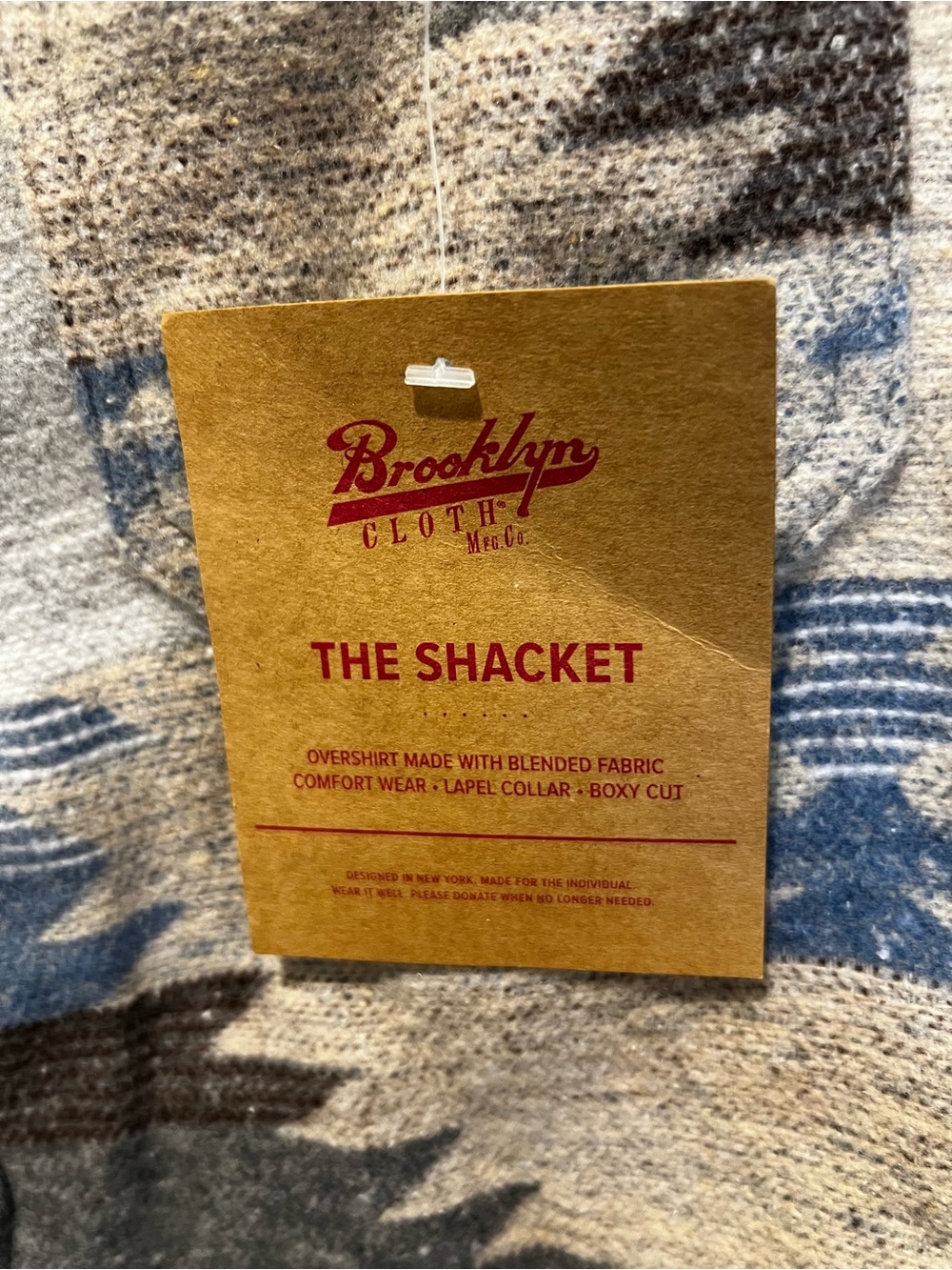 Brooklyn Cloth Aztec Pattern Sherpa-Lined Shacket - Blue, Gray, Brown - Picture 6 of 13